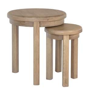 Hants Round Wooden Nest Of 2 Tables In Smoked Oak - UK