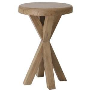 Hants Round Wooden Side Table In Smoked Oak - UK