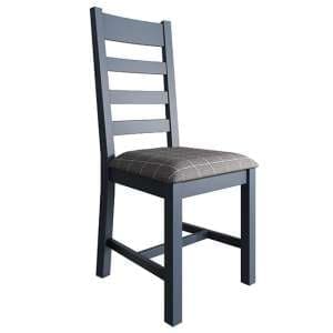 Hants Slatted Dining Chair In Blue With Grey Seat