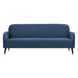 Harare Fabric 3 Seater Sofa Bed In Cyan With Wooden Legs - UK