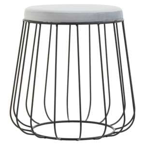 Harbor Tall Velvet Seat Stool With Black Metal Caged Base