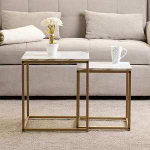 Hargrove Nest Of 2 Tables In White Marble Effect