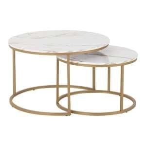 Hargrove Set Of 2 Coffee Tables In White Marble Effect - UK