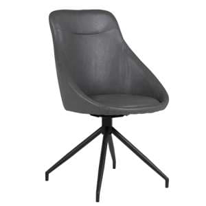 Harini Faux Leather Dining Chair In Grey - UK