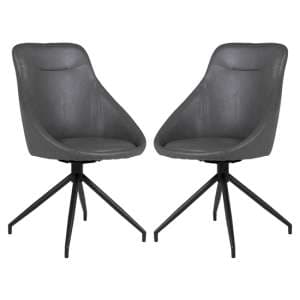 Harini Grey Faux Leather Dining Chairs In Pair - UK