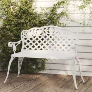 Harini Outdoor Cast Aluminium Seating Bench In White - UK