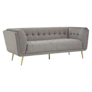 Harino Upholstered Velvet 3 Seater Sofa In Grey - UK
