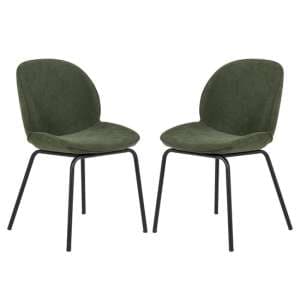 Harju Green Velvet Dining Chairs With Metal Legs In Pair
