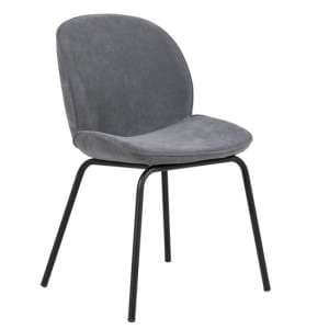 Harju Velvet Dining Chair With Metal Legs In Grey