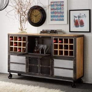 Harlow Display Wine Cabinet In Solid Hardwood Reclaimed Metal