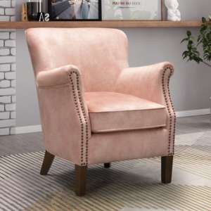 Harlow Velvet Upholstered Vintage Armchair In Coral