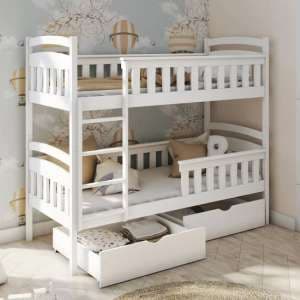 Harris Bunk Bed And Trundle In White With Foam Mattresses - UK