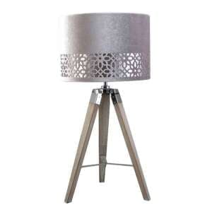 Harris Grey Linen Shade Table Lamp With Natural Tripod - UK