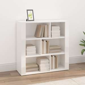 Harris High Gloss Bookcase With 6 Shelves In White - UK