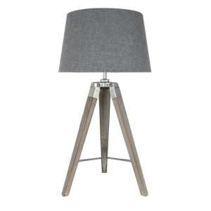 Harris Natural Grey Shade Table Lamp With Natural Tripod - UK
