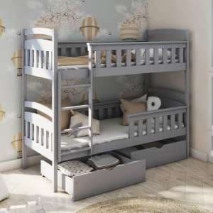 Harris Wooden Bunk Bed And Trundle In Grey - UK