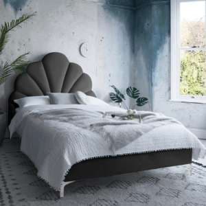 Hartington Plush Velvet Double Bed In Black - UK