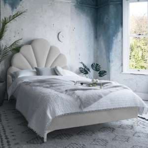 Hartington Plush Velvet Double Bed In Silver - UK
