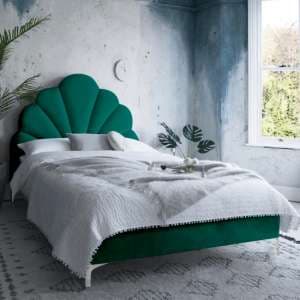 Hartington Plush Velvet Single Bed In Green - UK