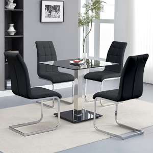 Hartley Black Glass Bistro Dining Table 4 Paris Black Chairs - UK