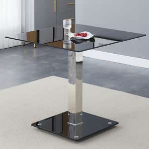 Hartley Black Glass Top Bistro Dining Table With Glass Base - UK