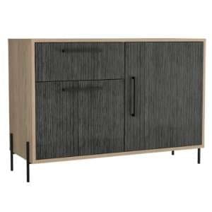 Heswall Small Wooden Sideboard In Washed Oak And Carbon Grey - UK