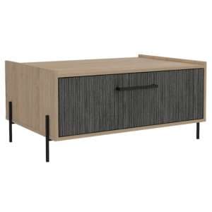 Heswall Wooden Coffee Table In Washed Oak And Carbon Grey - UK