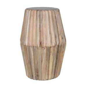 Harvey Carved Mango Wood Side Table Round In Natural - UK