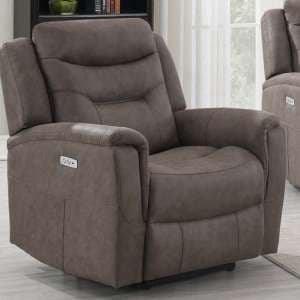 Hasselt Electric Fabric Recliner 1 Seater Sofa In Brown - UK