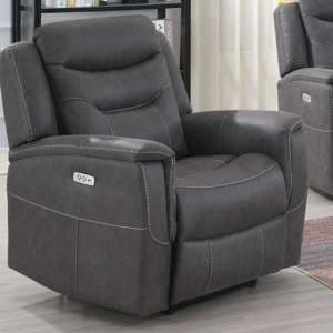 Hasselt Electric Fabric Recliner 1 Seater Sofa In Grey - UK