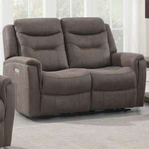 Hasselt Electric Fabric Recliner 2 Seater Sofa In Brown - UK