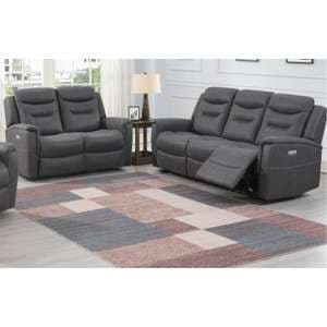 Hasselt Electric Fabric Recliner 3+2 Sofa Set In Grey - UK