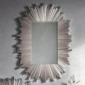 Hatfield Rectangular Starburst Design Wall Mirror In Silver