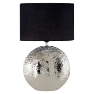 Hattoie Black Fabric Shade Table Lamp With Silver Ceramic Base