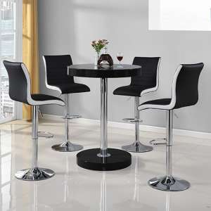Havana Bar Table In Black With 4 Ritz Black And White Bar Stools - UK
