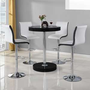 Havana Bar Table In Black With 4 Ritz White And Black Bar Stools - UK