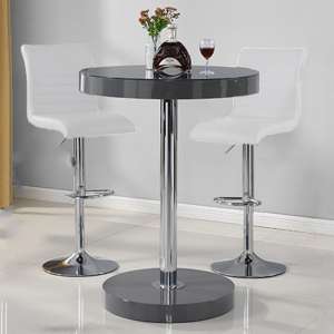 Havana Bar Table In Grey With 2 Ripple White Bar Stools - UK