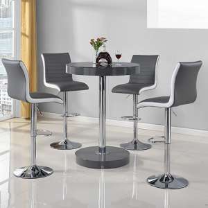 Havana Bar Table In Grey With 4 Ritz Grey And White Bar Stools