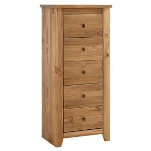 Havanan Tall Wooden Chest Of 5 Drawers In Pine