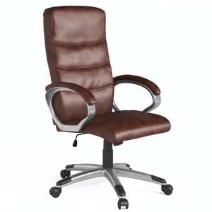 Havard Faux Leather Home And Office Chair In Brown - UK