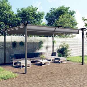 Havro 4m x 3m Garden Gazebo With Retractable Roof In Anthracite - UK