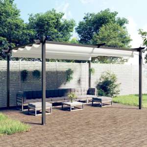Havro 4m x 3m Garden Gazebo With Retractable Roof In Cream - UK