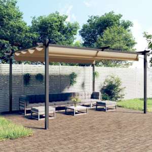 Havro 4m x 3m Garden Gazebo With Retractable Roof In Taupe - UK