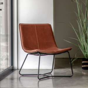 Holland Leather Lounge Chair With Metal Base In Brown