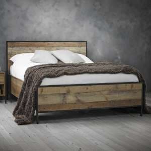 Haxtun Wooden Double Bed In Distressed Oak