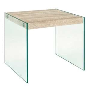 Hayden Small Wooden Side Table In Light Oak With Glass Sides - UK