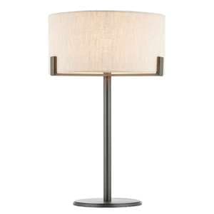 Hayfield Natural Fabric Shade Table Lamp In Brushed Bronze