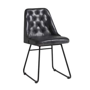 Hayton Genuine Leather Dining Chair In Vintage Black