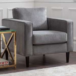 Hachi Chenille Fabric Armchair In Dark Grey - UK