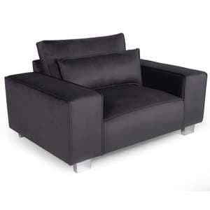 Hazel Fabric 1 Seater Sofa With Chrome Metal Legs In Steel - UK